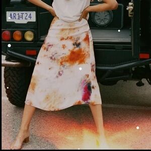 Aritzia Wilfred Midi Skirt in Tie Dye